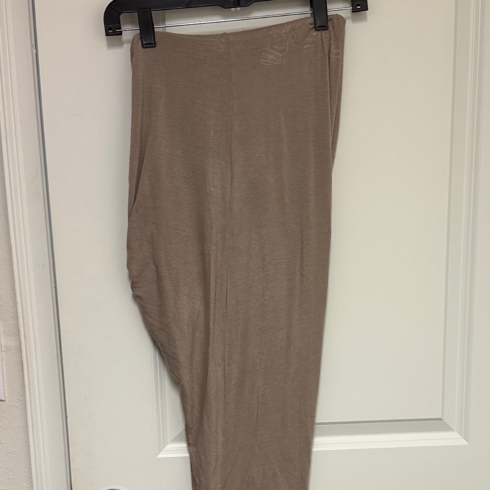 Taupe Asymmetrical Draped Knot Midi Skirt - Picture 4 of 5
